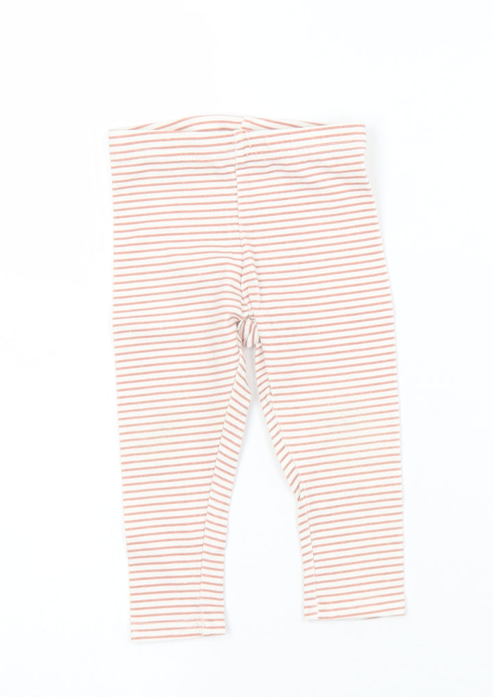 Primark Girls Brown Striped Cotton Capri Leggings Size 9 Months