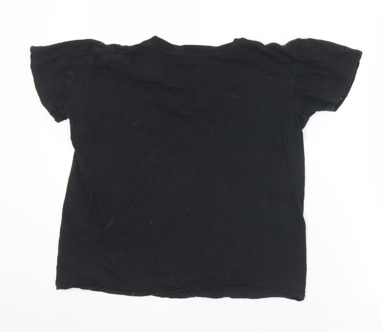 Boohoo Womens Black  Cotton Basic T-Shirt Size S Crew Neck - Rose