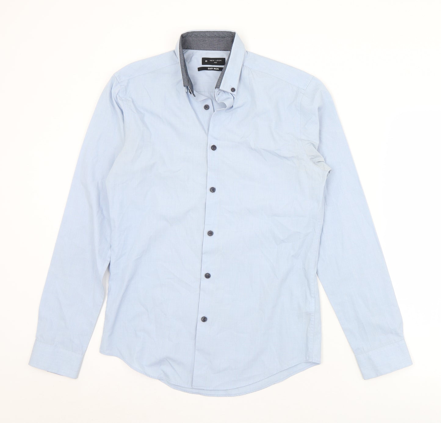 New Look Mens Blue  Polyester  Dress Shirt Size XS Collared Button
