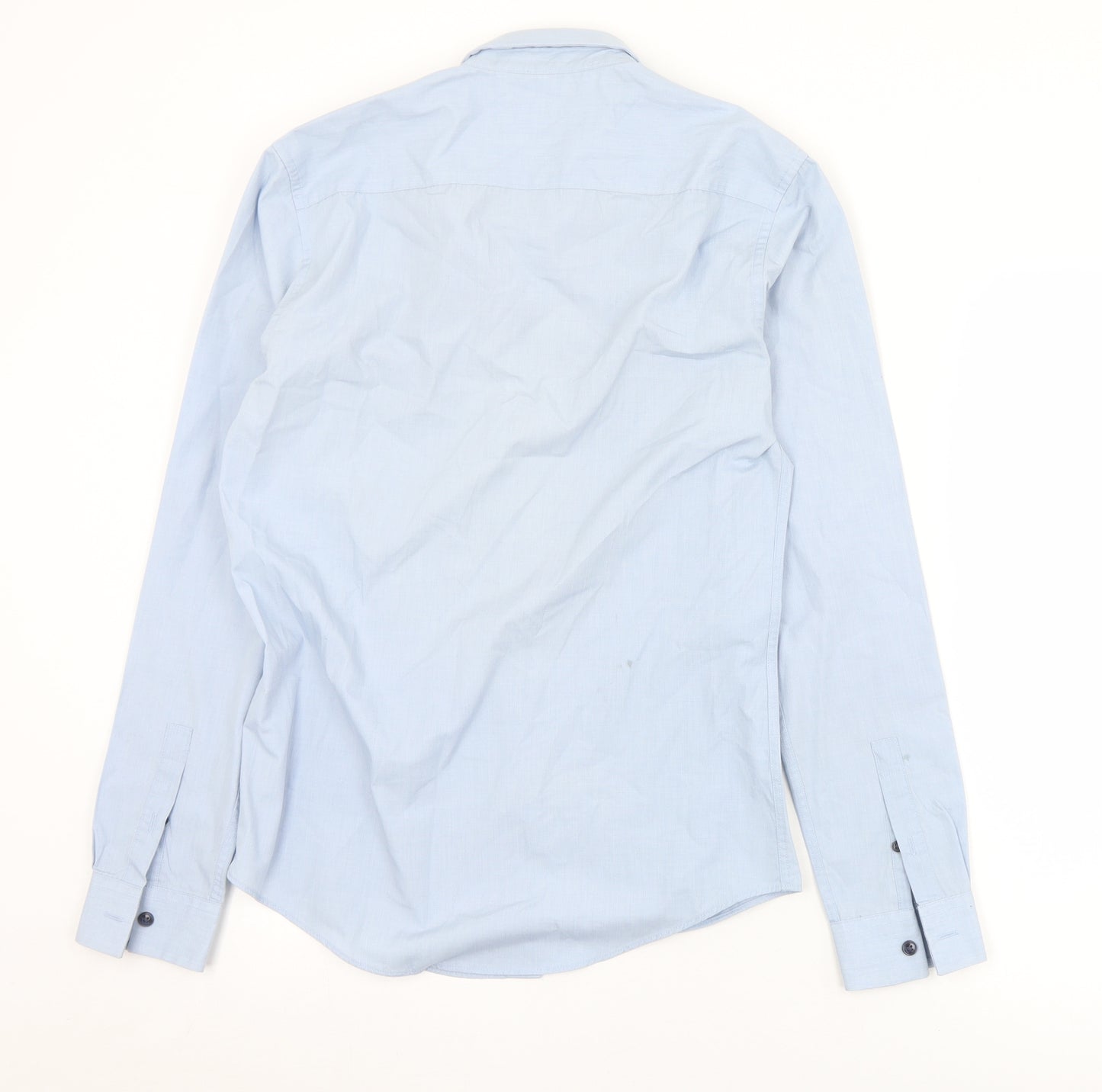 New Look Mens Blue  Polyester  Dress Shirt Size XS Collared Button