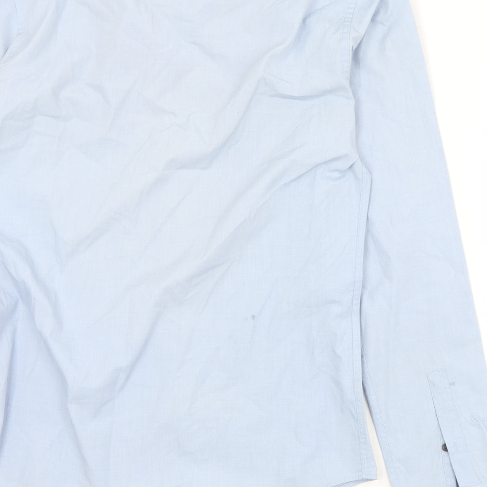New Look Mens Blue  Polyester  Dress Shirt Size XS Collared Button