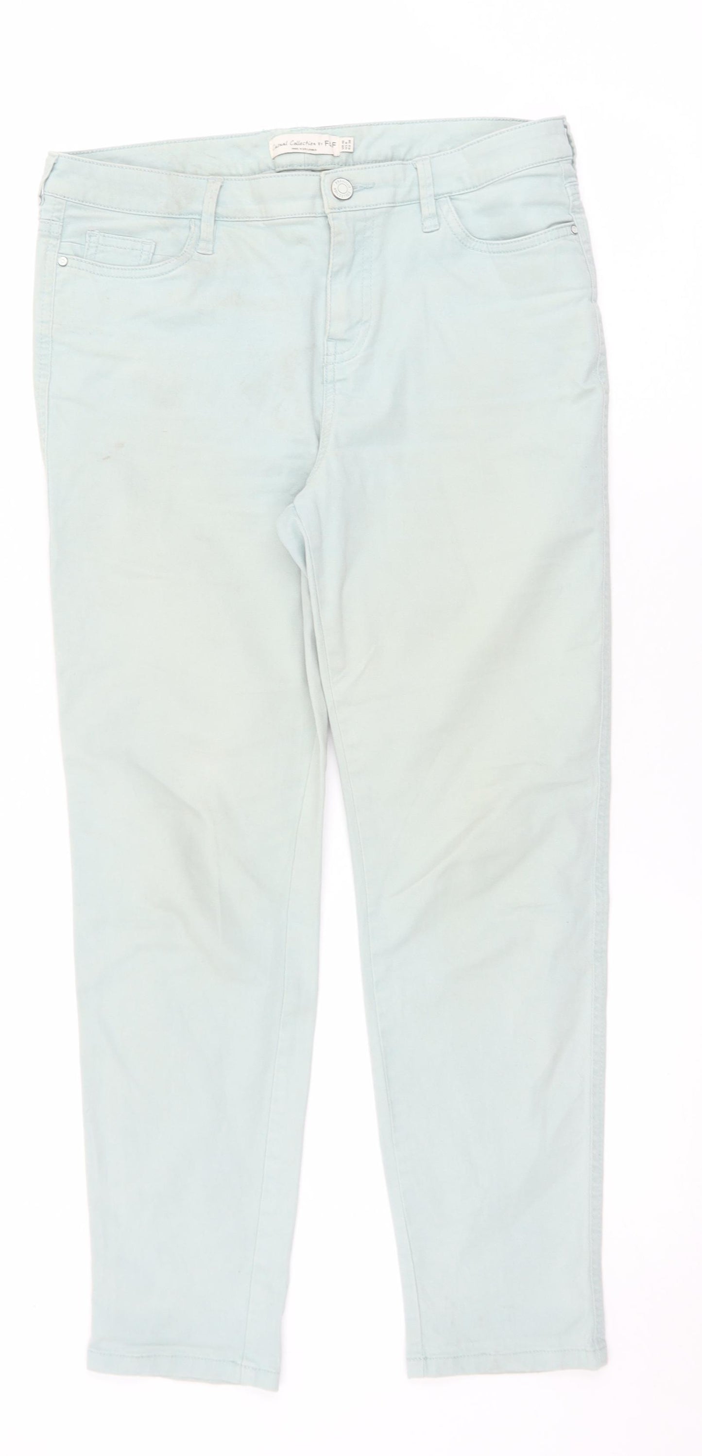 F&F Womens Green  Polyester Tapered Jeans Size 10 L26 in Regular Zip