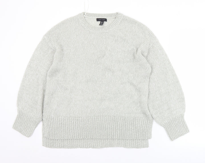 New Look Womens Grey Crew Neck  Acrylic Pullover Jumper Size M