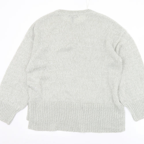 New Look Womens Grey Crew Neck  Acrylic Pullover Jumper Size M