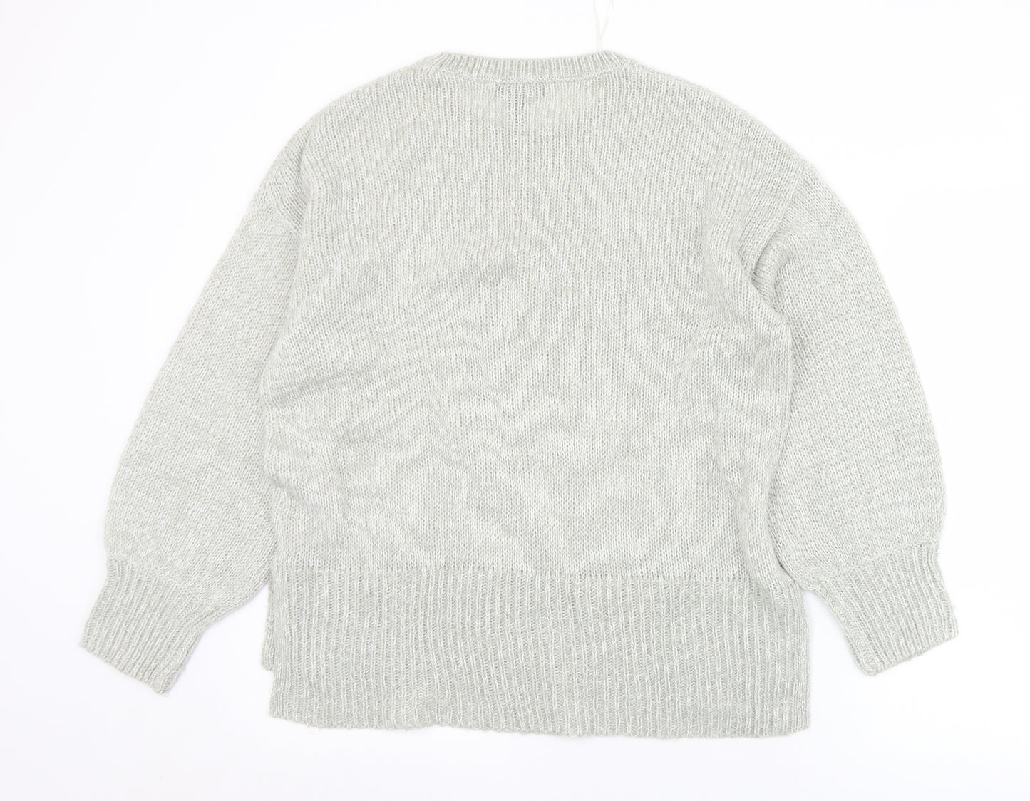 New Look Womens Grey Crew Neck  Acrylic Pullover Jumper Size M