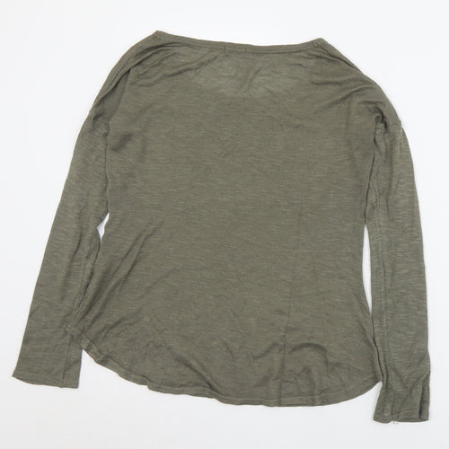 River Island Womens Grey  Acrylic Basic T-Shirt Size 10 Round Neck - Oui!