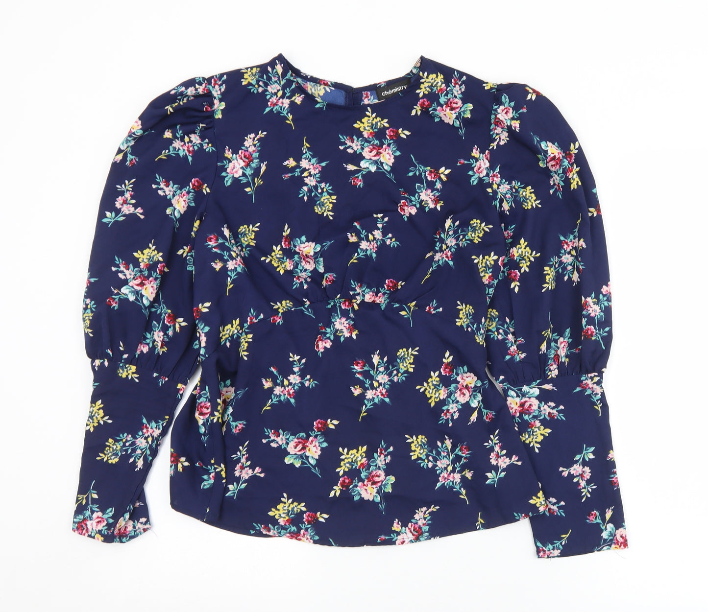 Chemestry Womens Multicoloured Floral Polyester Tunic Blouse Size 12 Round Neck