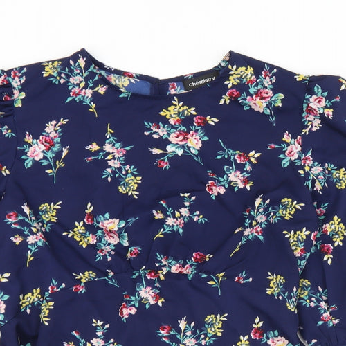 Chemestry Womens Multicoloured Floral Polyester Tunic Blouse Size 12 Round Neck