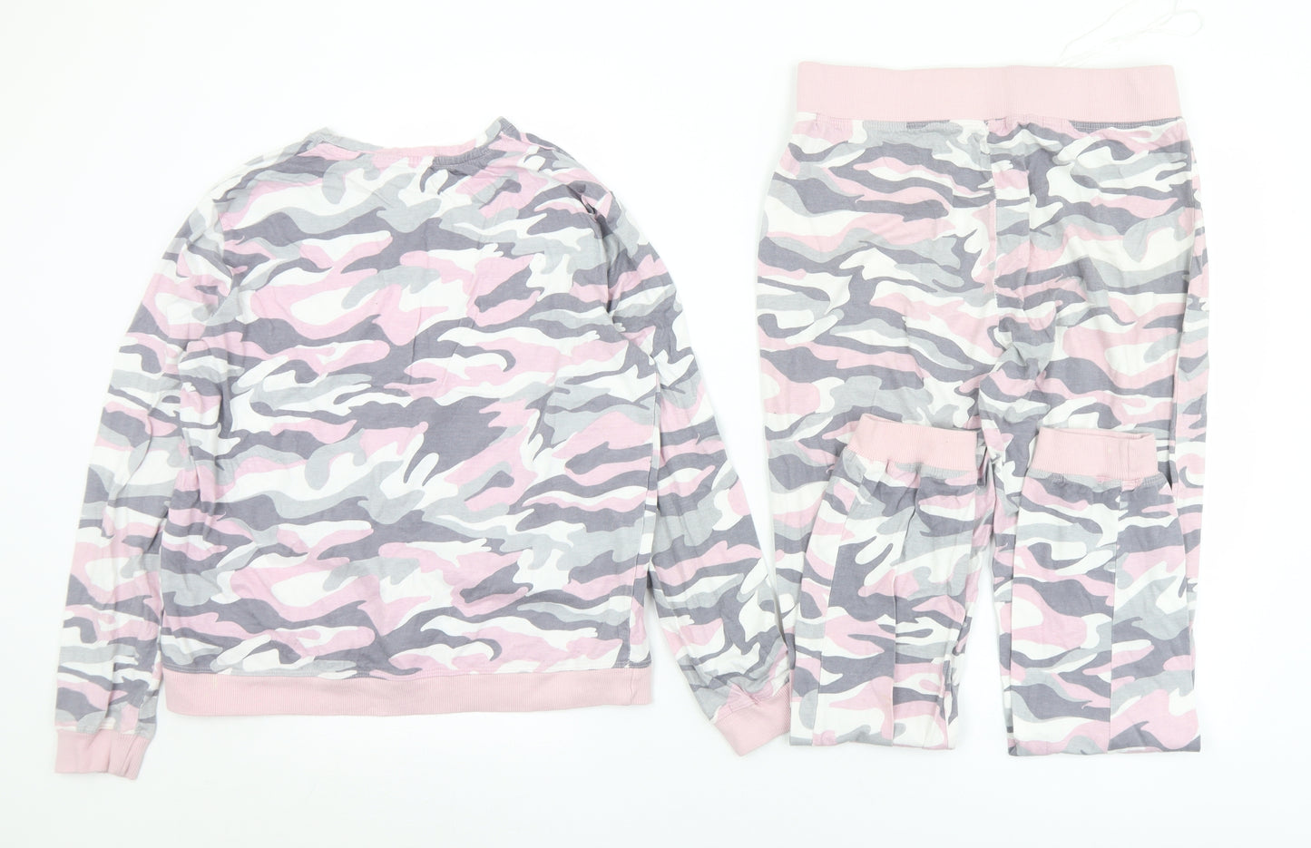 Dunnes Stores Womens Pink Camouflage Cotton Top Pyjama Set Size S