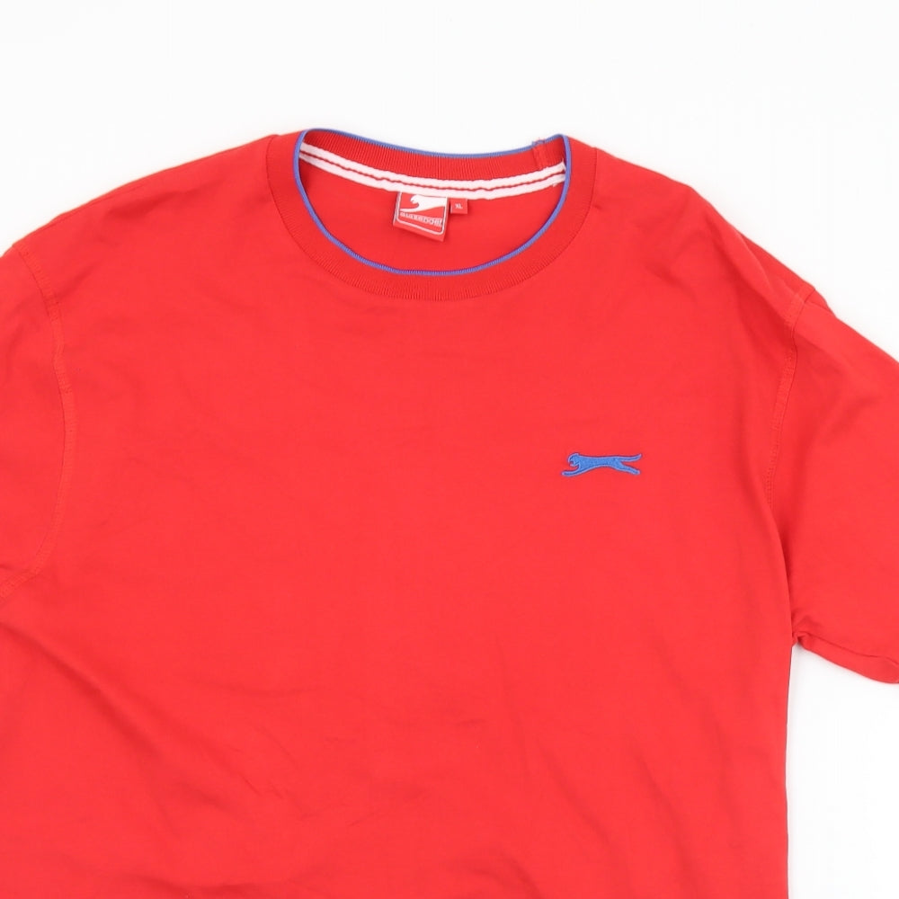 Slazenger Mens Red  Cotton  T-Shirt Size XL Crew Neck