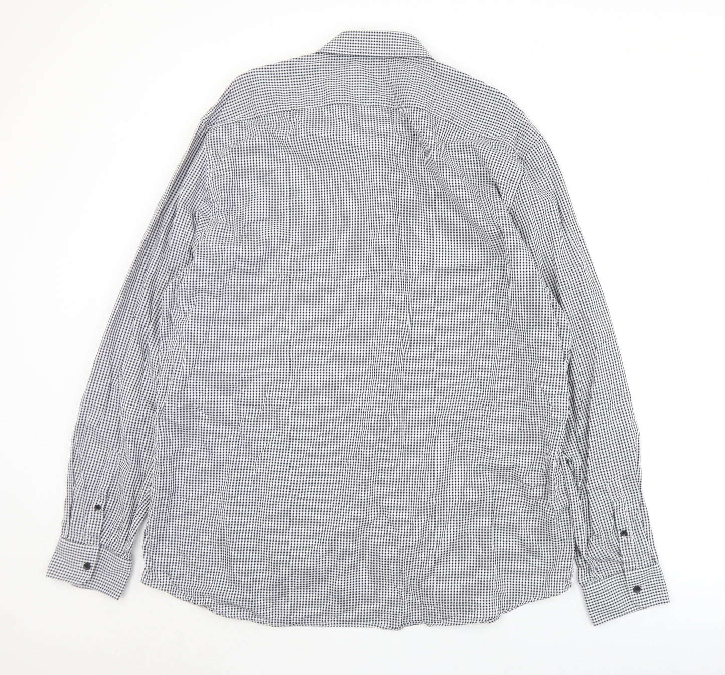 Primark Mens Black Check Cotton  Dress Shirt Size 3XL Collared Button