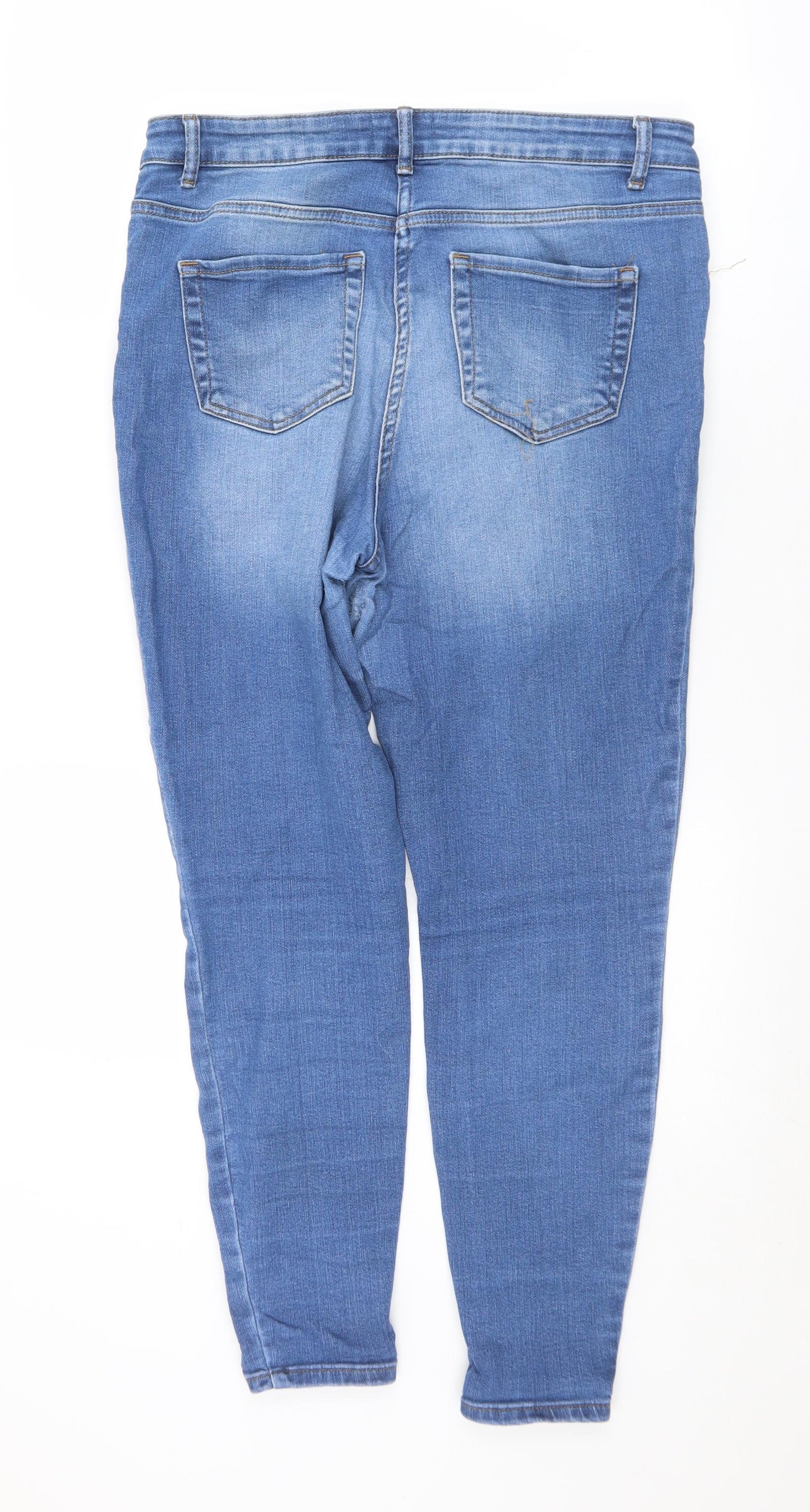 Papaya Womens Blue  Cotton Tapered Jeans Size 14 L29 in Regular Zip