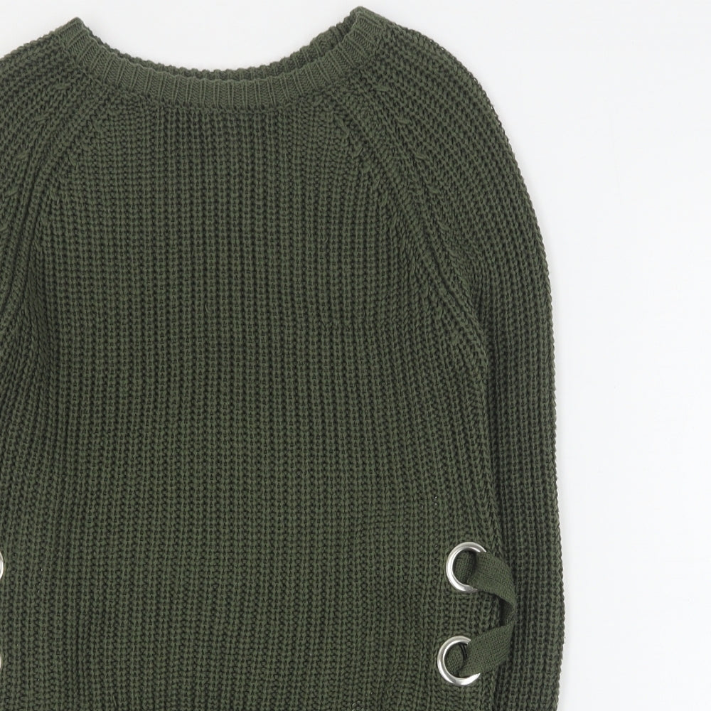 Primark Girls Green Round Neck  Acrylic Pullover Jumper Size 9-10 Years  Pullover