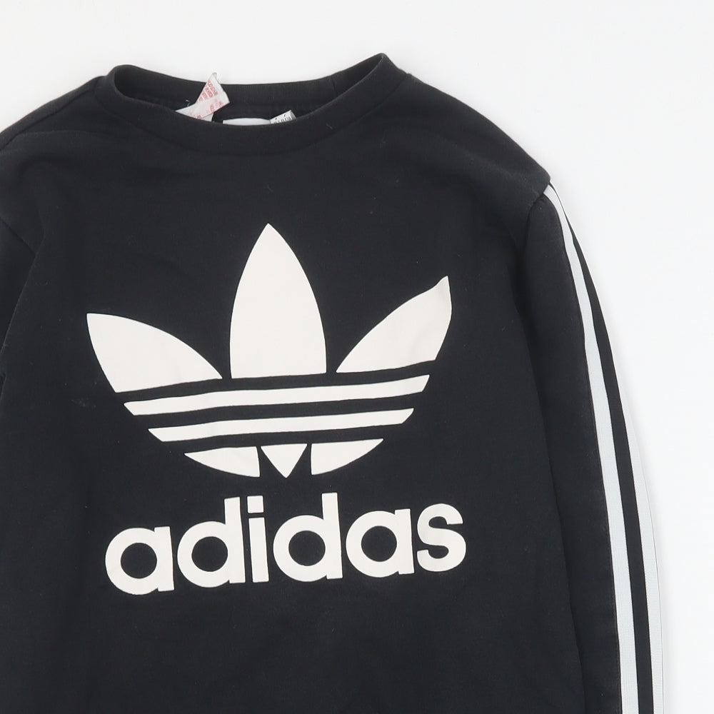 adidas Girls Black  Cotton Pullover Sweatshirt Size 11-12 Years  Pullover
