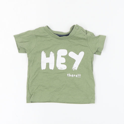 Matalan Baby Green  Cotton Basic T-Shirt Size 0-3 Months Crew Neck Snap