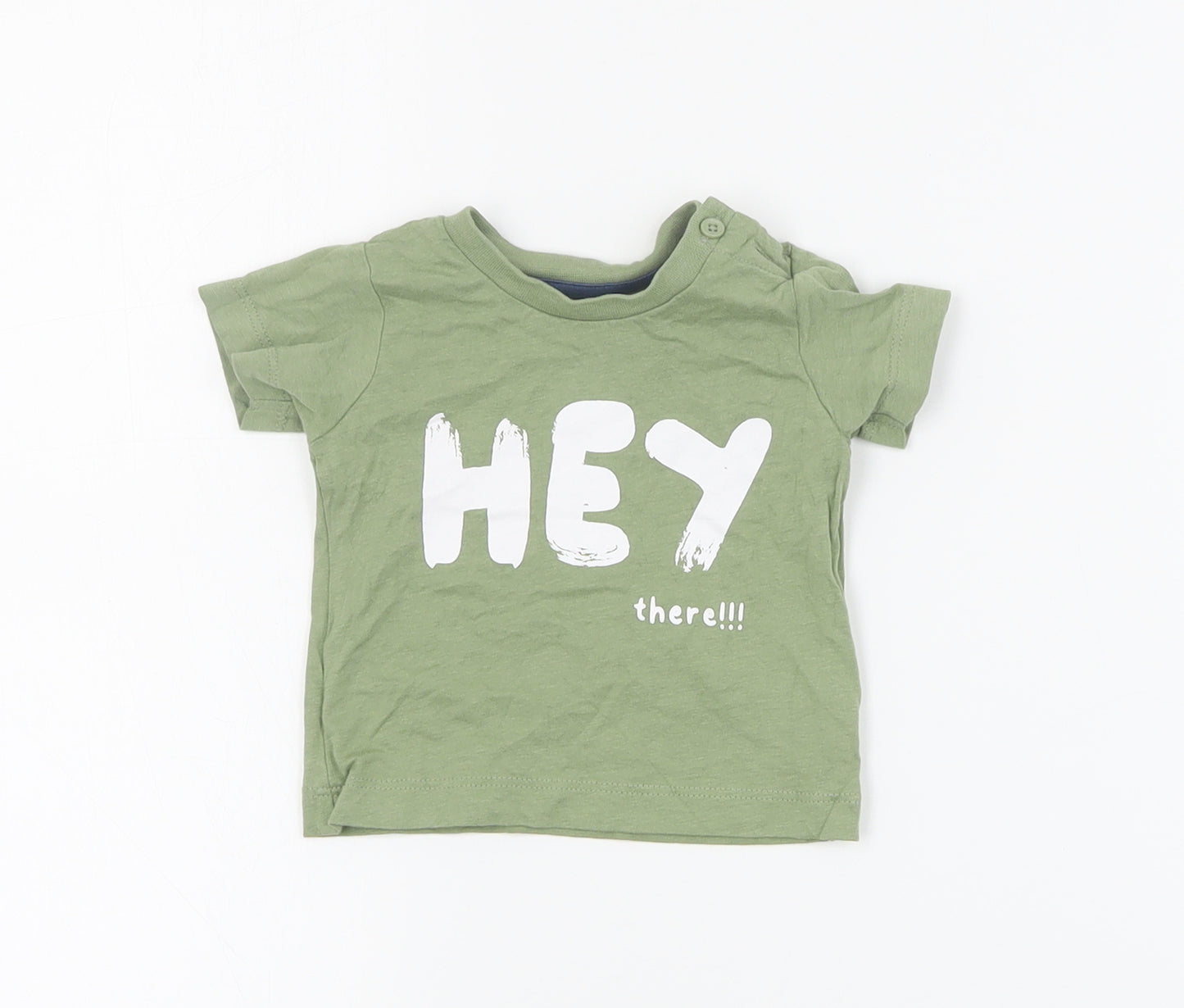 Matalan Baby Green  Cotton Basic T-Shirt Size 0-3 Months Crew Neck Snap