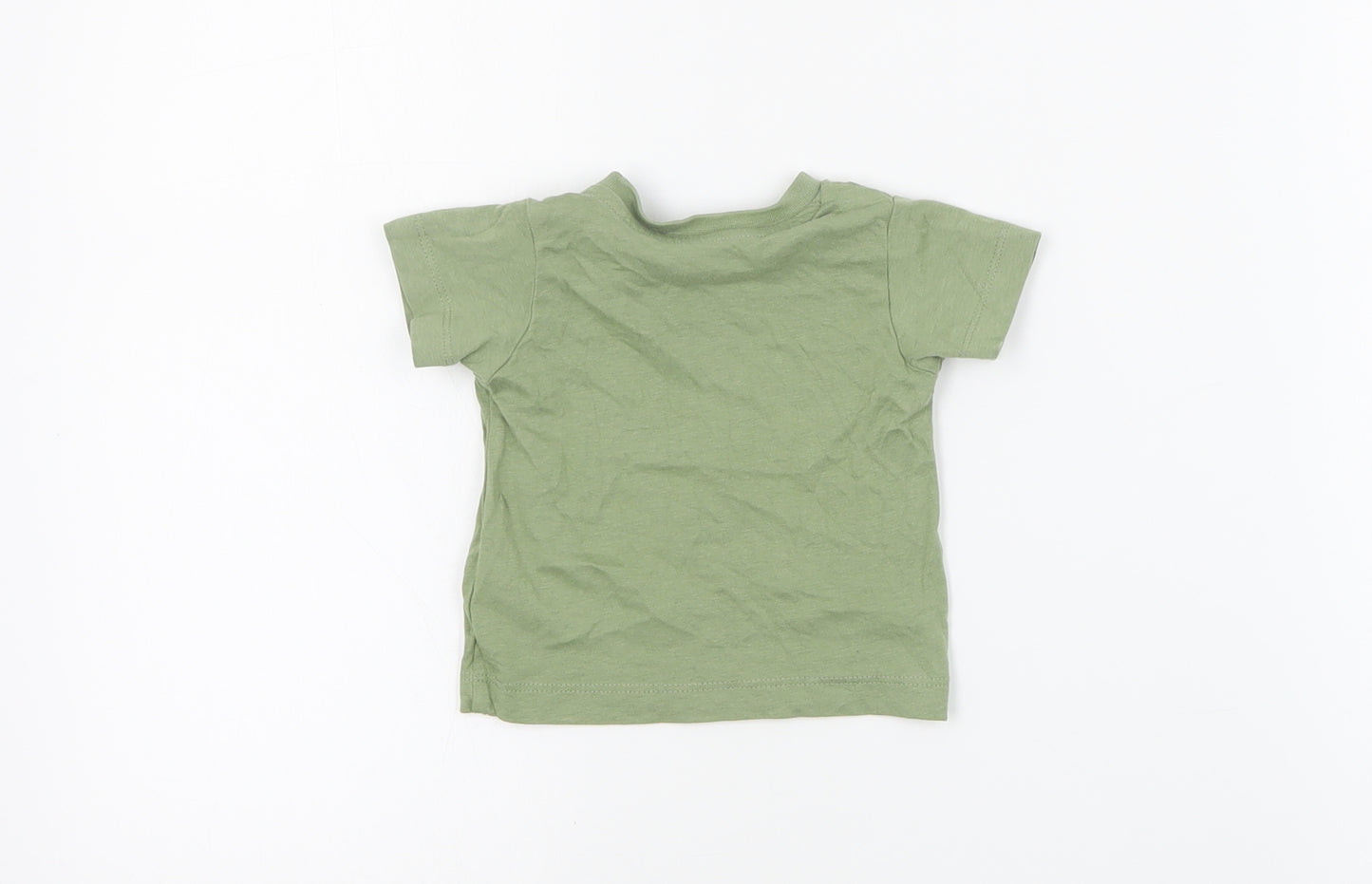 Matalan Baby Green  Cotton Basic T-Shirt Size 0-3 Months Crew Neck Snap