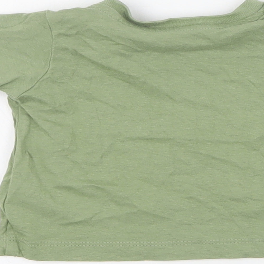 Matalan Baby Green  Cotton Basic T-Shirt Size 0-3 Months Crew Neck Snap
