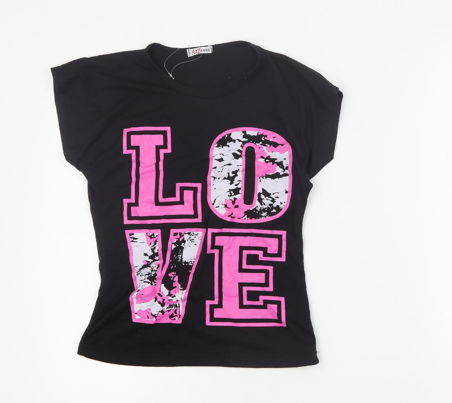 A2Z 4 Kids Girls Black  Polyester Basic T-Shirt Size 9-10 Years Round Neck Pullover