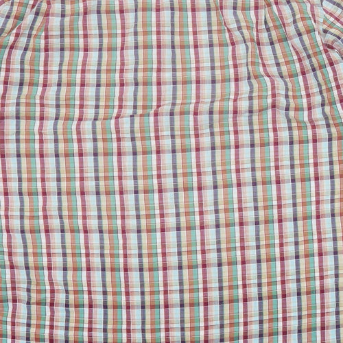 Peter England Mens Multicoloured Plaid Cotton  Button-Up Size L Collared Button
