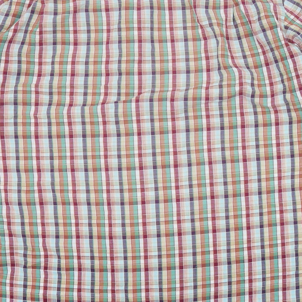 Peter England Mens Multicoloured Plaid Cotton  Button-Up Size L Collared Button