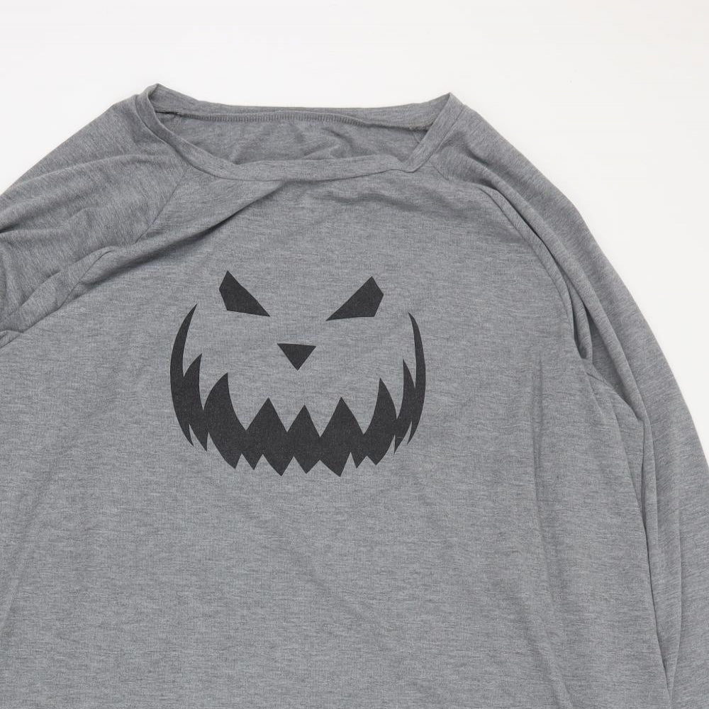 SheIn Womens Grey  Polyester T-Shirt Dress  Size 4XL  Round Neck Pullover - Halloween