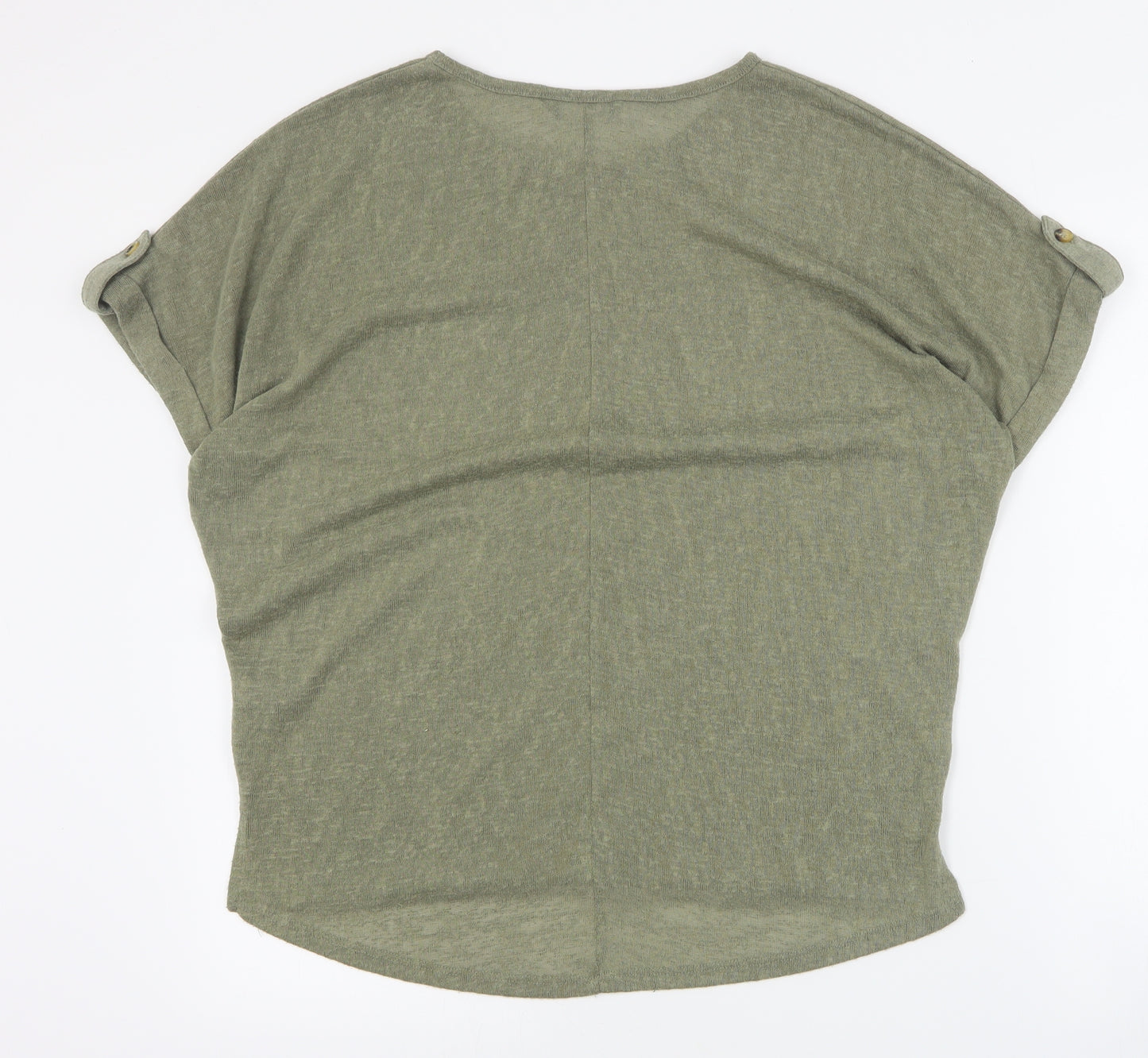 Pep&Co Womens Green  Polyester Basic T-Shirt Size 8 Round Neck