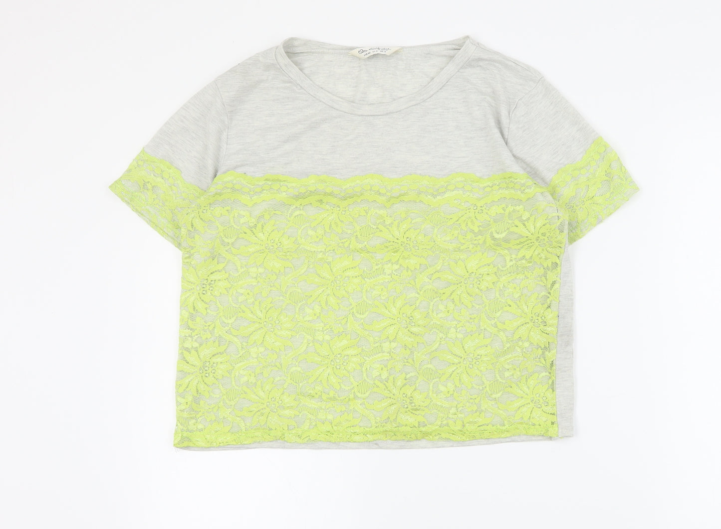 Miss Selfridge Womens Grey  Polyester Basic T-Shirt Size 12 Round Neck