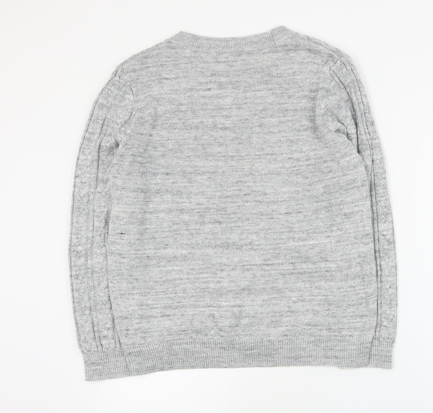 H&M Womens Grey Round Neck  Cotton Pullover Jumper Size L