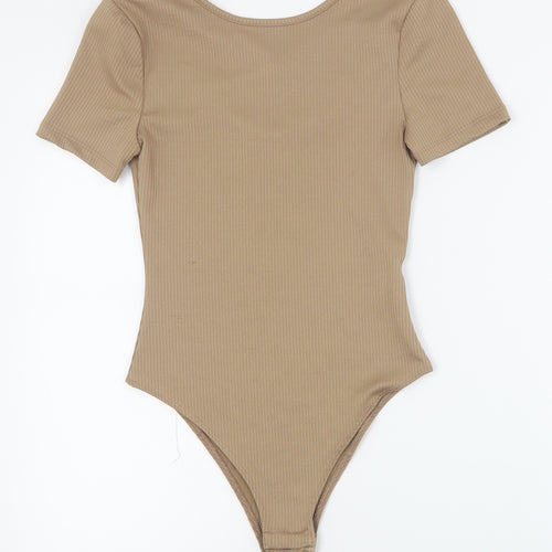 Primark Womens Brown  Polyester Bodysuit One-Piece Size 2XS  Snap - Ribbed