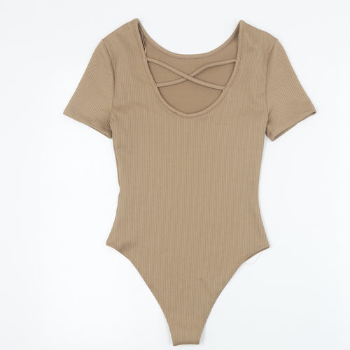 Primark Womens Brown  Polyester Bodysuit One-Piece Size 2XS  Snap - Ribbed