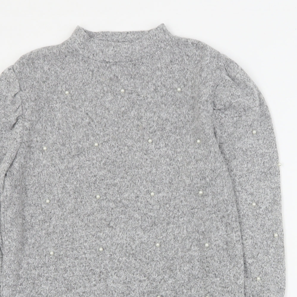 Primark Girls Grey High Neck  Polyester Pullover Jumper Size 13-14 Years  Pullover