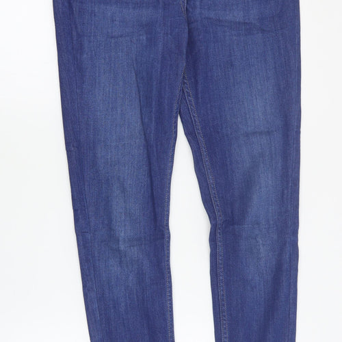Marks and Spencer Womens Blue  Cotton Skinny Jeans Size 10 L30 in Regular Zip
