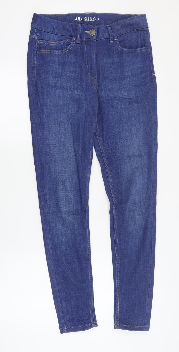 Marks and Spencer Womens Blue  Cotton Skinny Jeans Size 10 L30 in Regular Zip