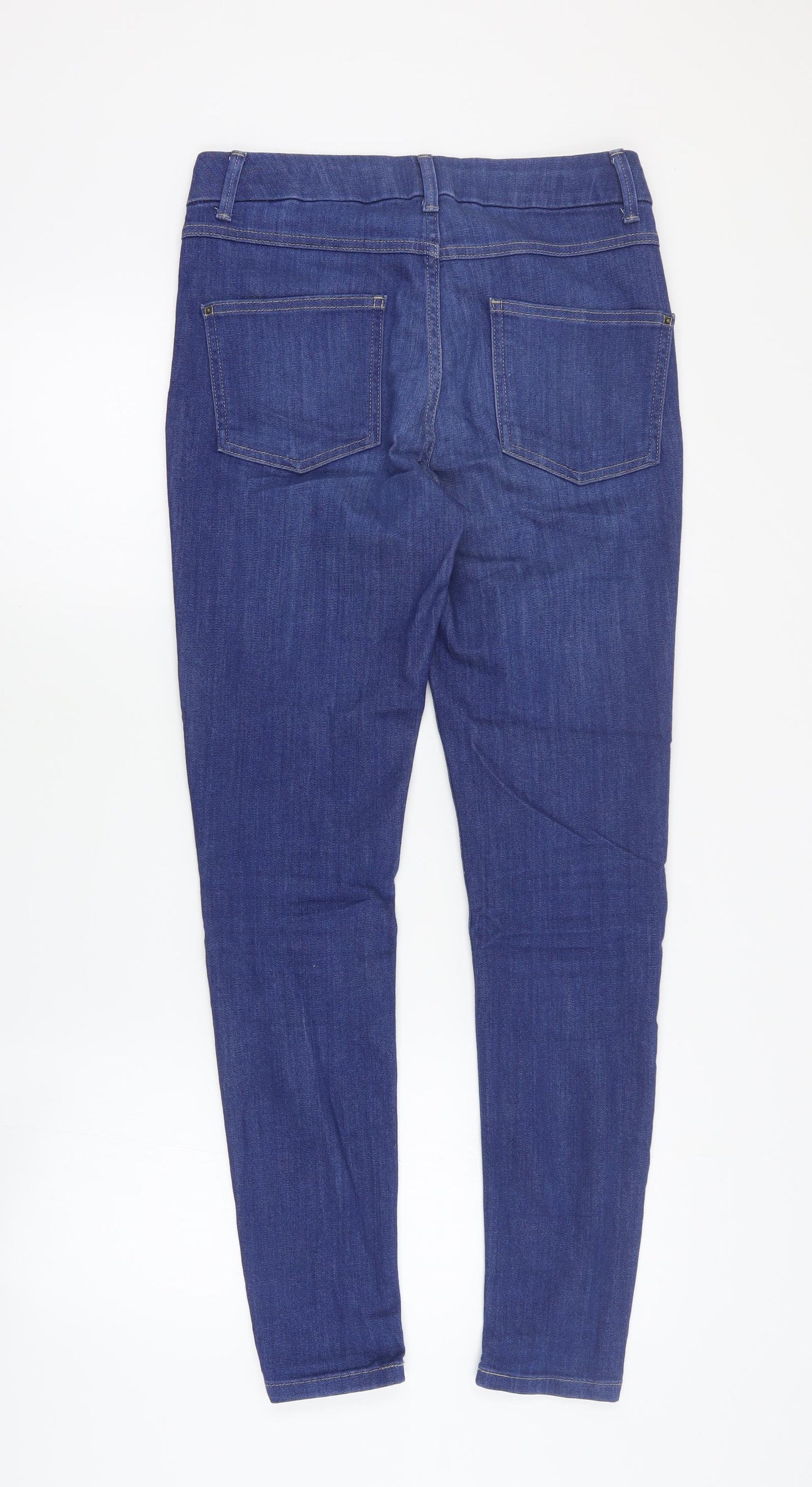 Marks and Spencer Womens Blue  Cotton Skinny Jeans Size 10 L30 in Regular Zip