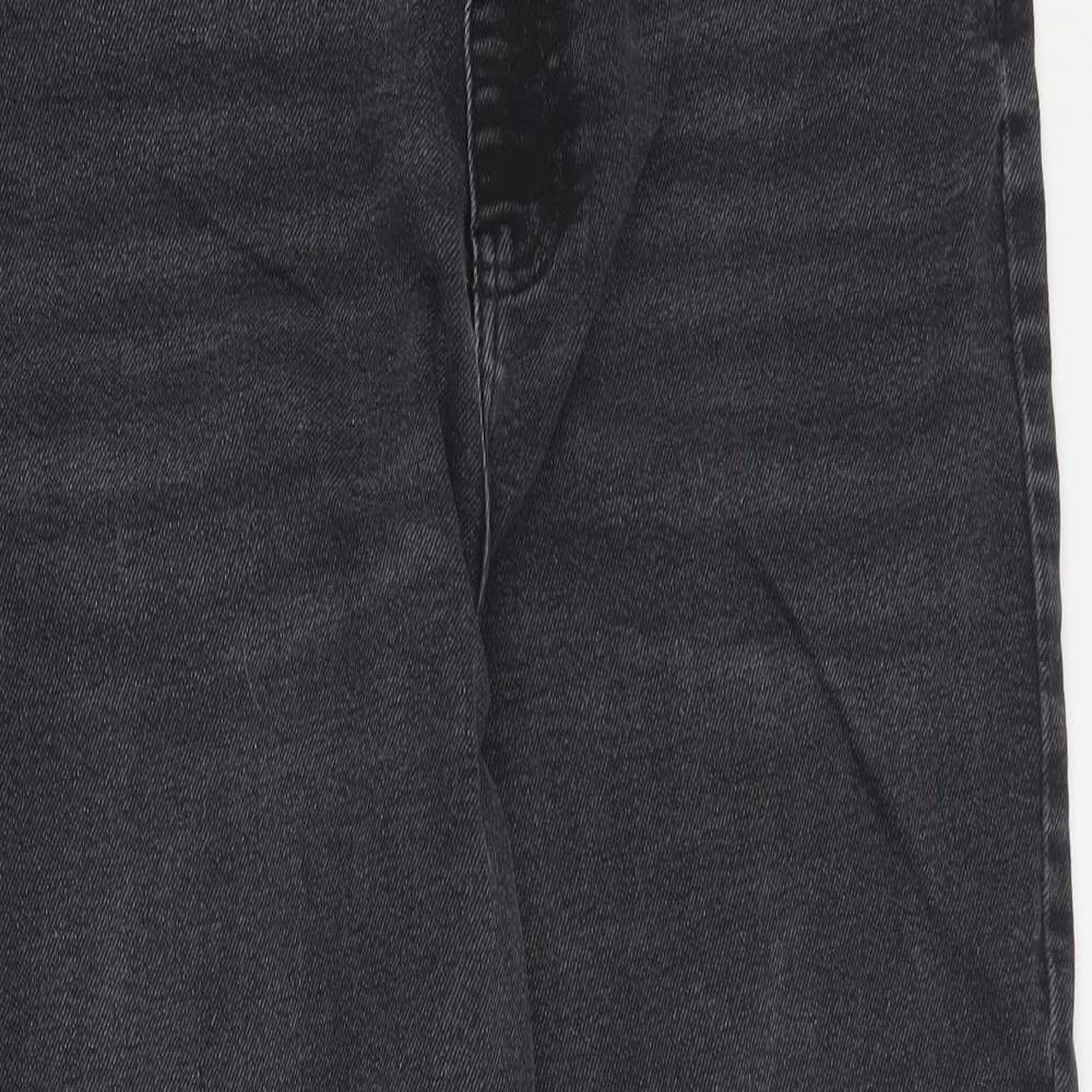 George Womens Black  Cotton Straight Jeans Size 16 L26 in Regular Zip