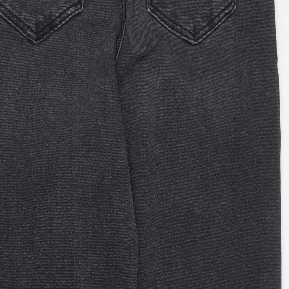 George Womens Black  Cotton Straight Jeans Size 16 L26 in Regular Zip