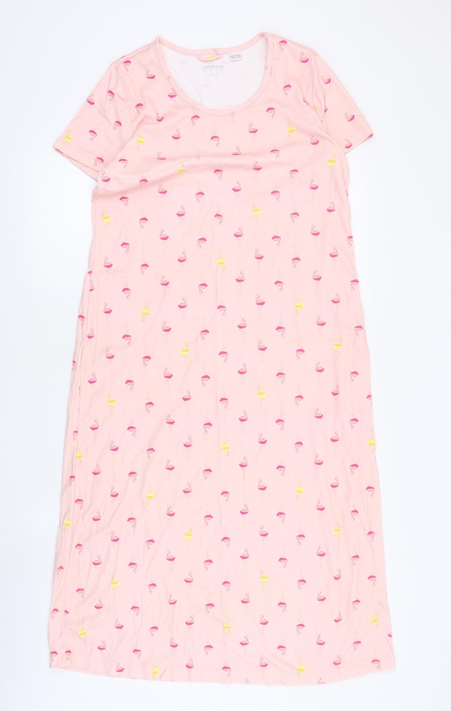 Lands End Womens Pink Geometric Cotton Top Dress Size S   - Flamingo