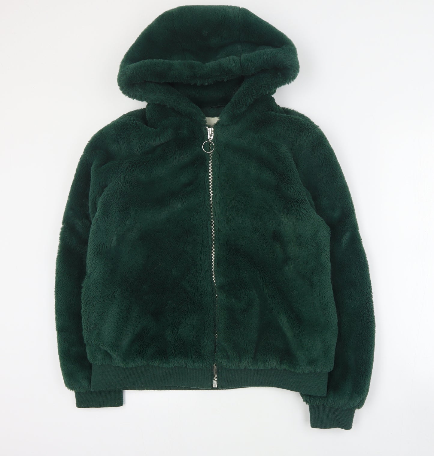 Broken Standard Womens Green   Jacket Coat Size 12  Zip - Faux fur