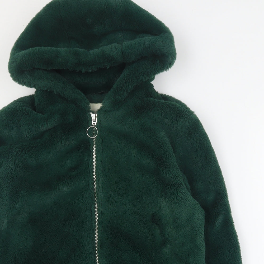 Broken Standard Womens Green   Jacket Coat Size 12  Zip - Faux fur