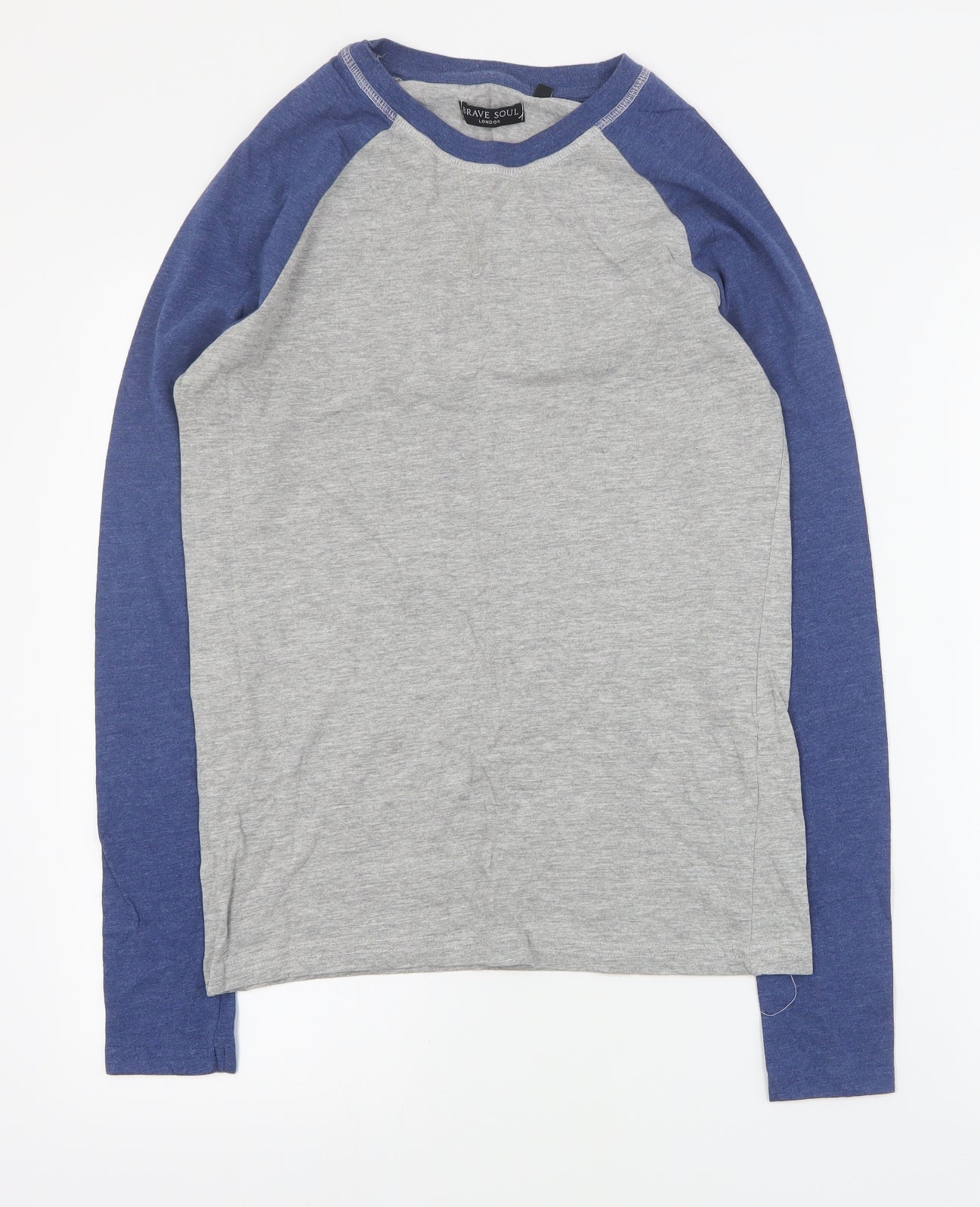 Brave Soul Mens Grey Colourblock Cotton  T-Shirt Size S Crew Neck