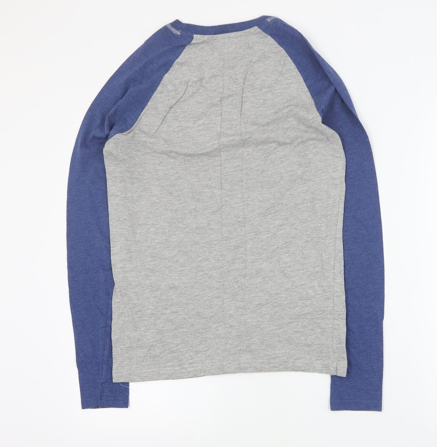 Brave Soul Mens Grey Colourblock Cotton  T-Shirt Size S Crew Neck