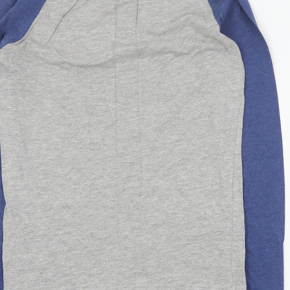 Brave Soul Mens Grey Colourblock Cotton  T-Shirt Size S Crew Neck