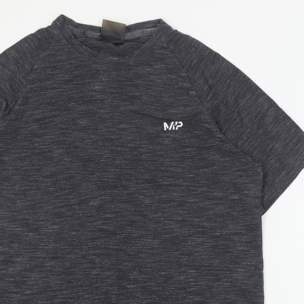 My Protein Mens Grey  Polyester  T-Shirt Size S Round Neck