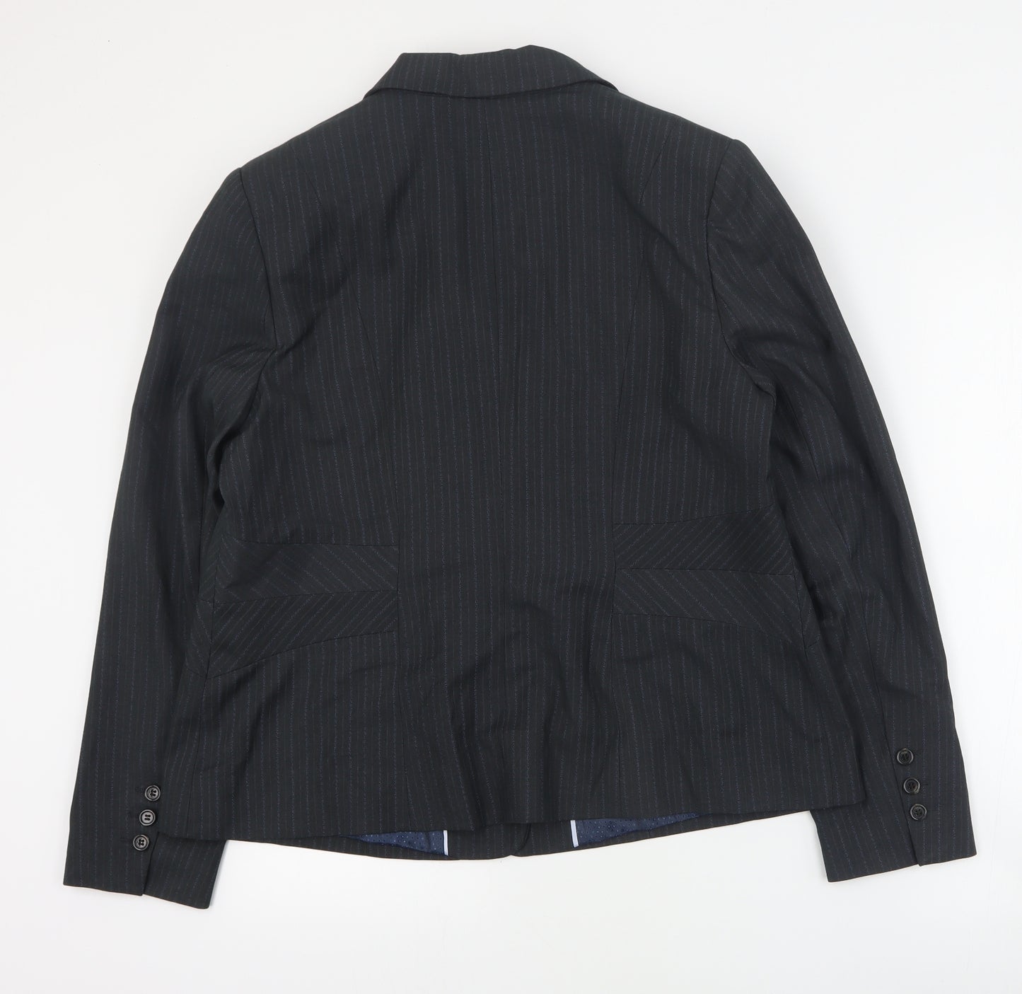 Papaya Womens Grey Striped Polyester Jacket Blazer Size 20