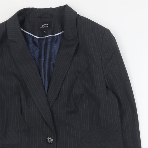 Papaya Womens Grey Striped Polyester Jacket Blazer Size 20