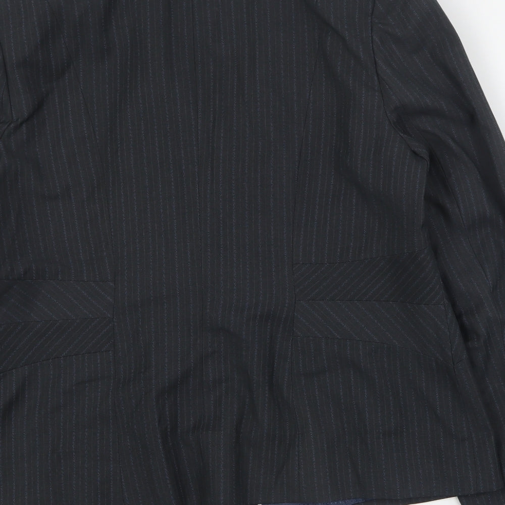 Papaya Womens Grey Striped Polyester Jacket Blazer Size 20