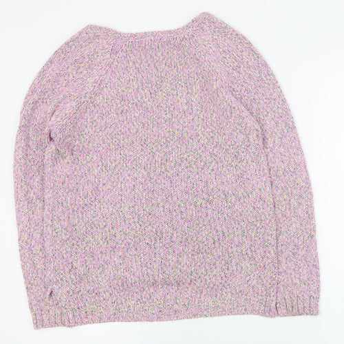 Marks and Spencer Womens Multicoloured V-Neck  Acrylic Pullover Jumper Size 10