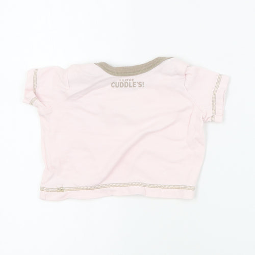 Matalan Baby Pink  Cotton Basic T-Shirt Size 0-3 Months Round Neck Pullover - Slogan