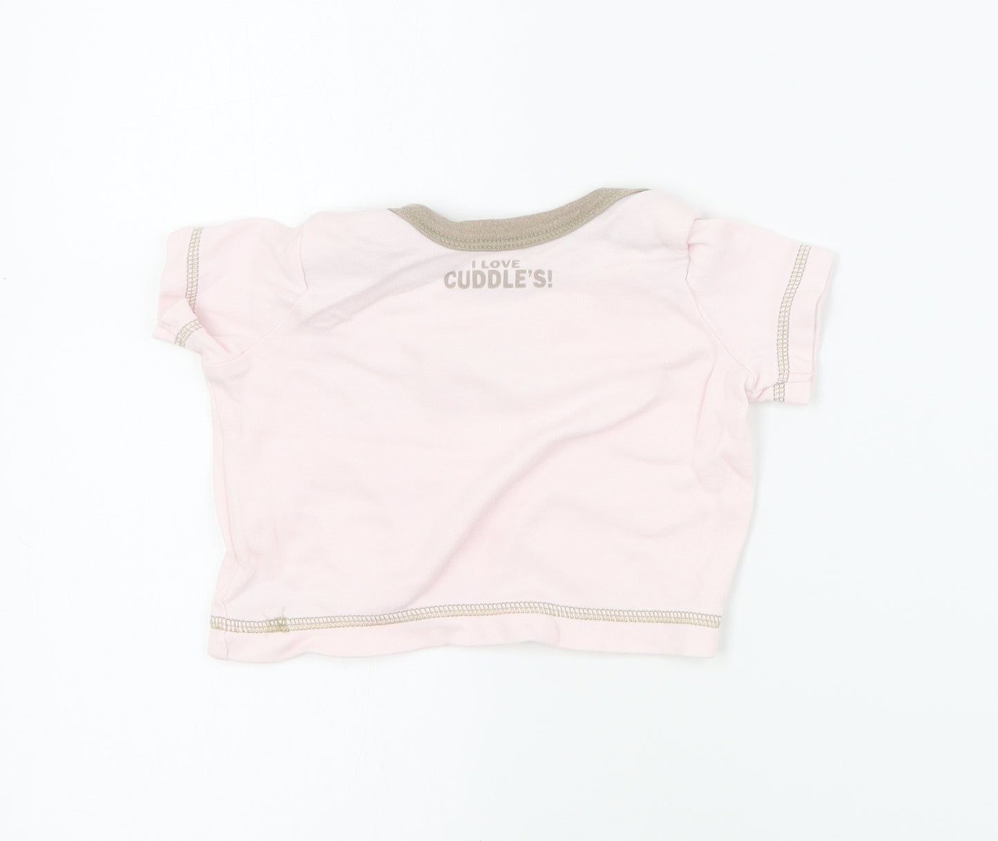 Matalan Baby Pink  Cotton Basic T-Shirt Size 0-3 Months Round Neck Pullover - Slogan